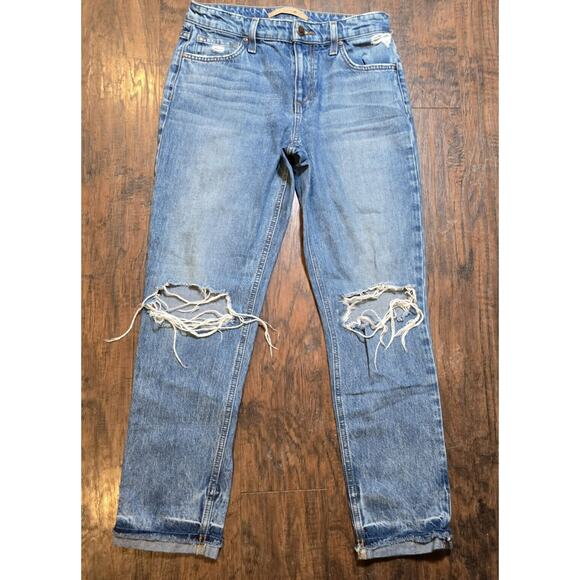 Joe's Jeans Denim - Joes Jeans 26 Blue Boyfriend Straight Ankle Distressed High Rise Stretch Destroy